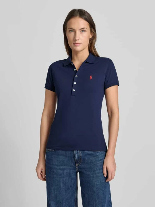 Zdjęcie produktu Koszulka polo o kroju slim fit z wyhaftowanym logo model ‘JULIE’ Polo Ralph Lauren Granatowy