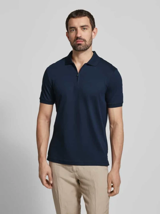 Zdjęcie produktu Koszulka polo o kroju slim fit z wyhaftowanym logo model ‘LIQUID TOUCH’ Calvin Klein Granatowy