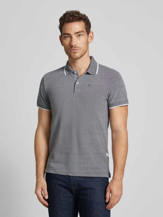 Zdjęcie produktu koszulka polo o kroju slim fit z wyhaftowanym logo model 'TRISTAN' Casual Friday Granatowy melanż