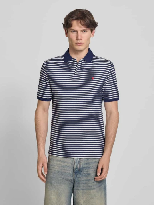 Zdjęcie produktu koszulka polo o kroju slim fit z wyhaftowanym logo REVIEW Granatowy