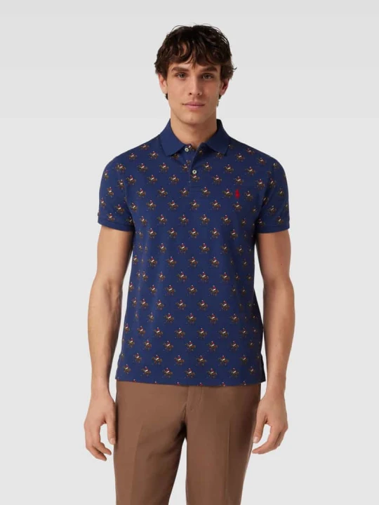 Zdjęcie produktu Koszulka polo o kroju slim fit z wzorem na całej powierzchni Polo Ralph Lauren Granatowy