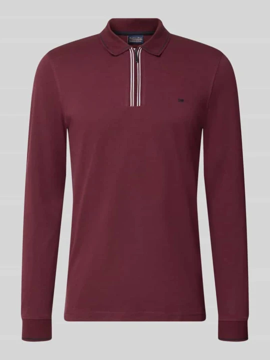 Zdjęcie produktu koszulka polo o kroju slim fit z zamkiem błyskawicznym Christian Berg Bordowy