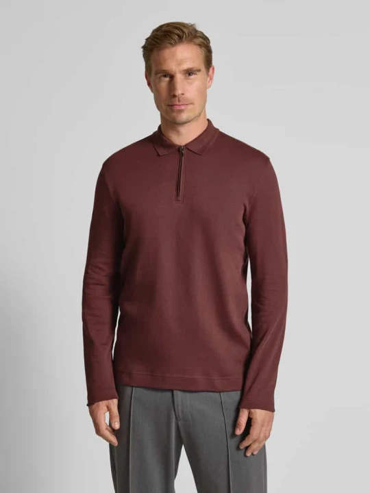 Zdjęcie produktu Koszulka polo o kroju slim fit z zamkiem błyskawicznym Christian Berg Metaliczny czerwony