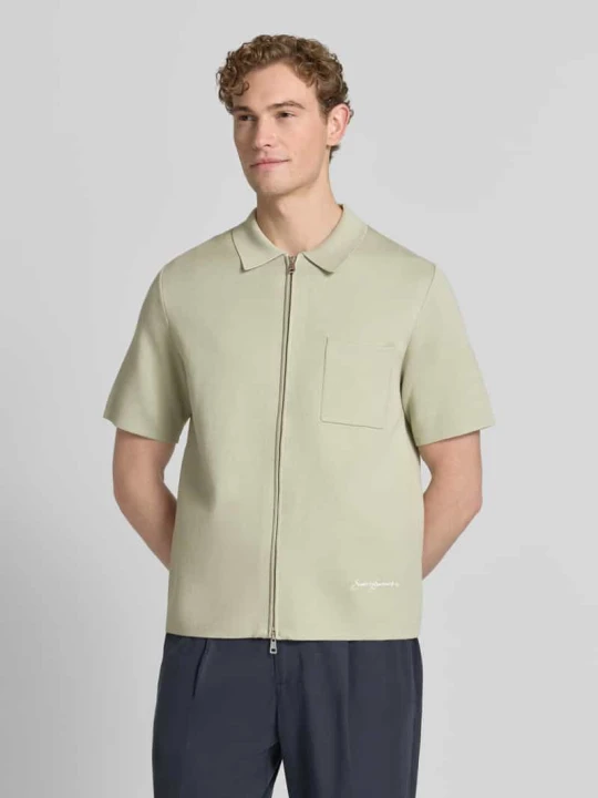 Zdjęcie produktu koszulka polo o kroju slim fit z zamkiem błyskawicznym dwustronnym model 'RICO' Samsøe Samsøe Miętowy