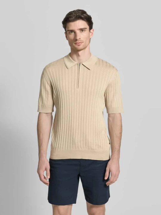 Zdjęcie produktu koszulka polo o kroju slim fit z zamkiem błyskawicznym Matinique Beżowy