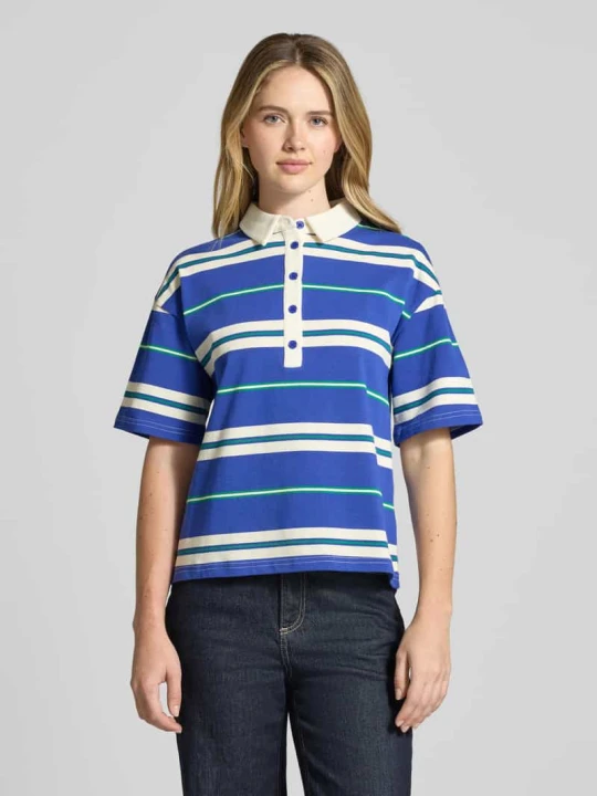 Zdjęcie produktu Koszulka polo o kroju loose fit z obniżoną linią ramion Model 'Ulma' Lollys Laundry Królewski niebieski