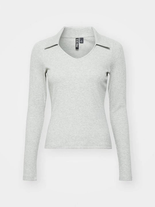 Zdjęcie produktu Koszulka polo Pieces jasnoszary melanż