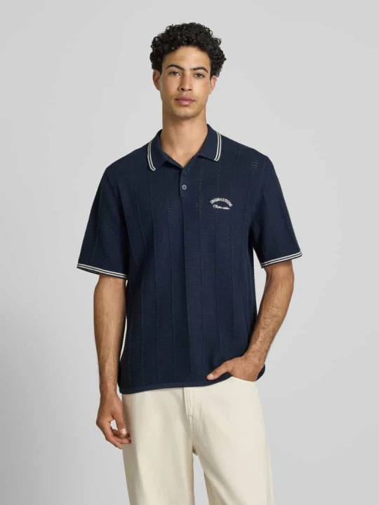 Zdjęcie produktu Koszulka polo w dzianinowej optyce, krój regular fit, model 'Menton' Jack&Jones Granatowy