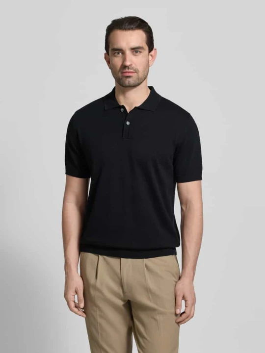 Zdjęcie produktu Koszulka polo w dzianinowym wyglądzie, krój regular fit Christian Berg Czarny