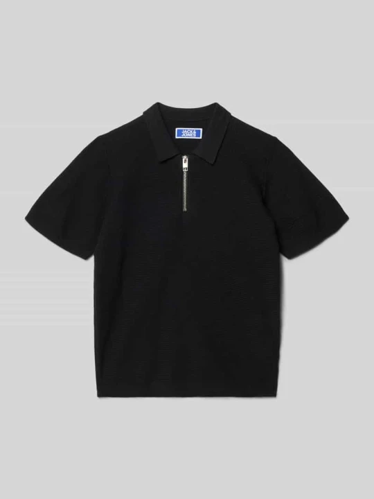 Zdjęcie produktu Koszulka polo w dzianinowym wyglądzie, krój regular fit, model 'Max' Jack&Jones Czarny