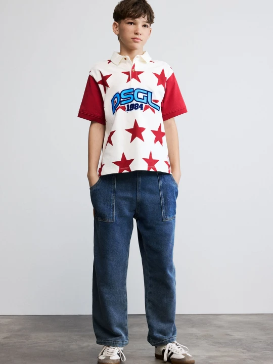 Zdjęcie produktu Koszulka polo w gwiazdki z logo Desigual biały