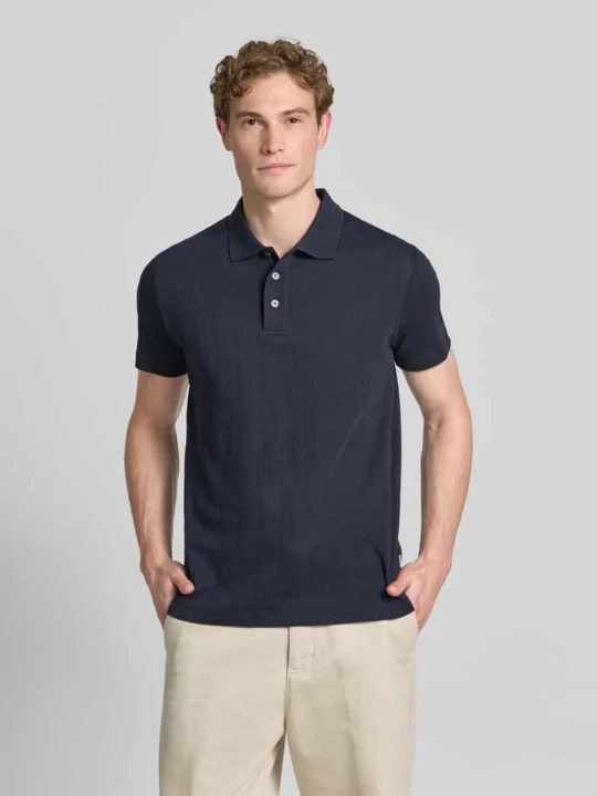 Zdjęcie produktu Koszulka polo w kroju regular fit z krótką listwą guzikową lindbergh Granatowy