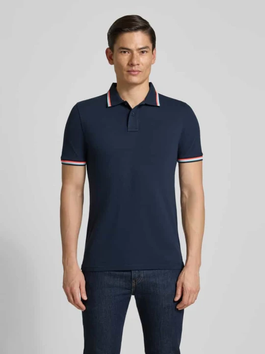 Zdjęcie produktu Koszulka polo w kroju slim fit z kontrastowymi paskami model 'Brice' Sundek Granatowy