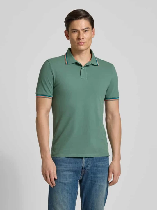 Zdjęcie produktu Koszulka polo w kroju slim fit z kontrastowymi paskami model 'Brice' Sundek Ciemnozielony
