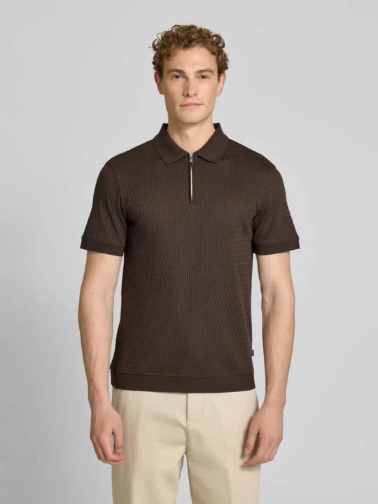Zdjęcie produktu Koszulka polo w kroju slim fit z zamkiem błyskawicznym model 'Franciscojose' JOOP! Czekoladowy