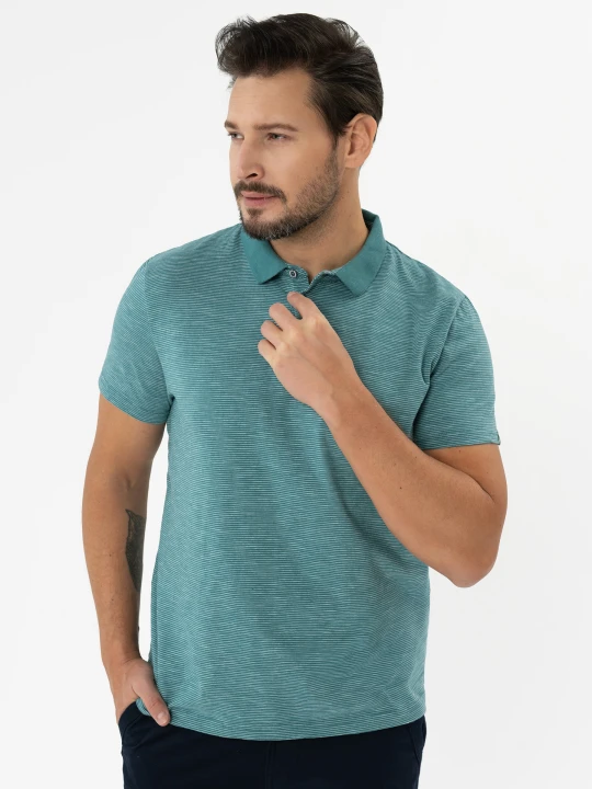 Zdjęcie produktu Koszulka polo w paski O-MANGO Volcano Turkusowy