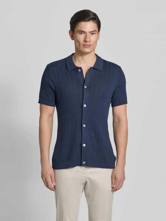Zdjęcie produktu Koszulka polo w wyglądzie dzianiny model 'Tristao' JOOP! Granatowy