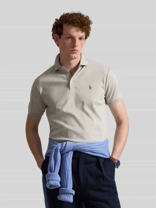 Zdjęcie produktu Koszulka polo z czystej bawełny o kroju regular fit Polo Ralph Lauren Jasnoszary melanż