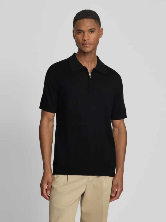 Zdjęcie produktu Koszulka polo z czystej wełny o kroju regular fit model 'TRAY' Selected Homme Czarny