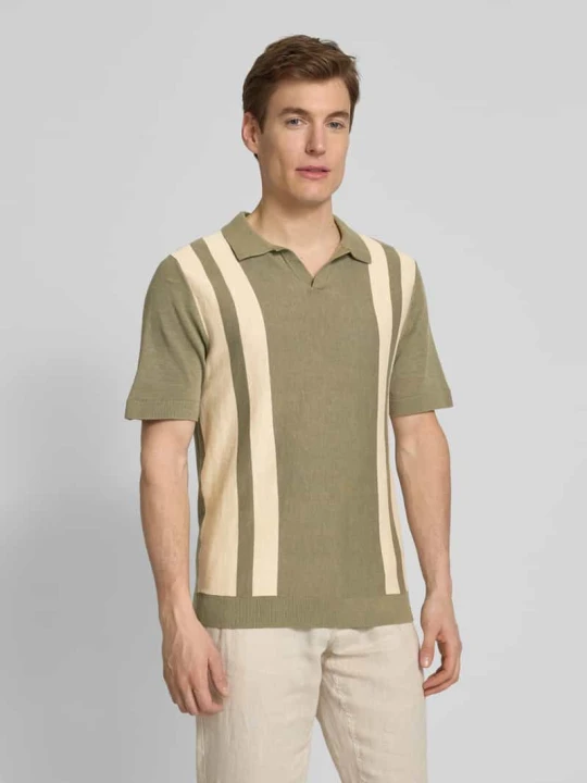 Zdjęcie produktu Koszulka polo z dekoltem w serek model ‘MATTIS’ Selected Homme Oliwkowy melanż