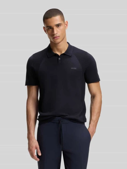 Zdjęcie produktu koszulka polo z detal z logo Boss Granatowy