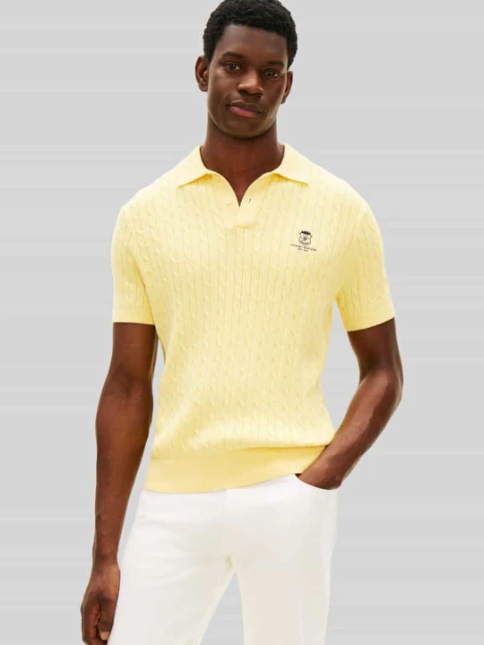 Zdjęcie produktu koszulka polo z detal z logo Tommy Hilfiger Żółty