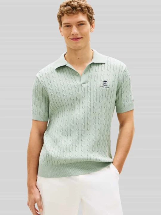 Zdjęcie produktu koszulka polo z detal z logo Tommy Hilfiger Miętowy