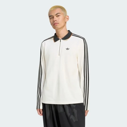 Zdjęcie produktu KOSZULKA POLO Z DŁUGIM RĘKAWEM 3 STRIPES ENGINEERED RIB Adidas Cloud White