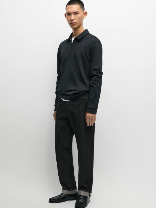 Zdjęcie produktu Koszulka Polo Z Długim Rękawem I Suwakiem - Granatowy - Massimo Dutti - Male