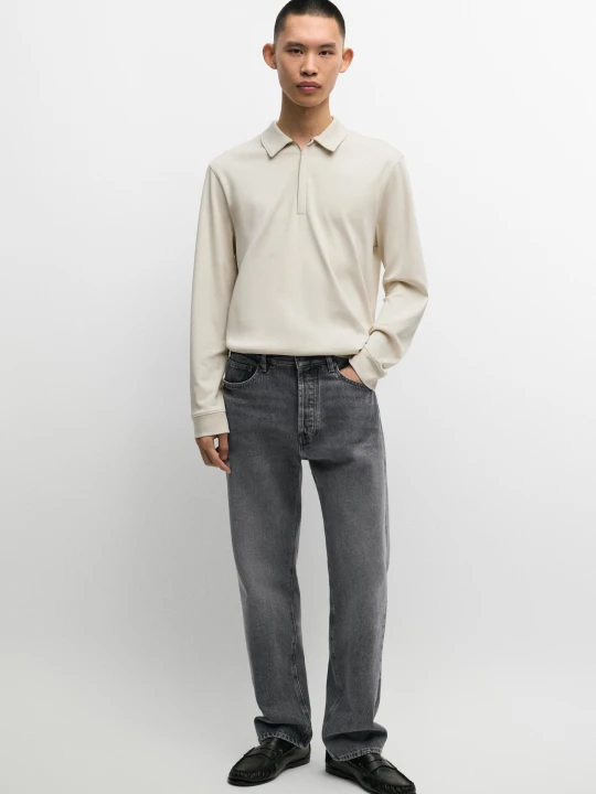 Zdjęcie produktu Koszulka Polo Z Długim Rękawem I Suwakiem - Lodowy - Massimo Dutti - Male
