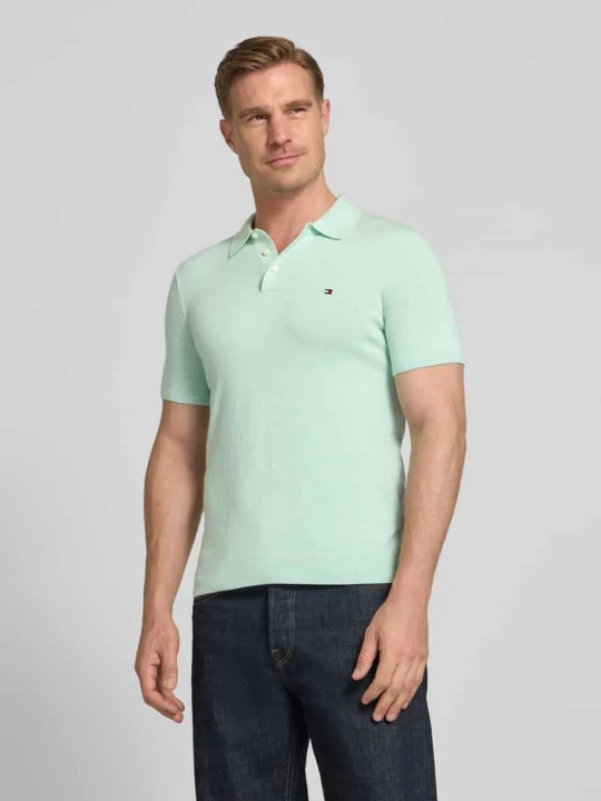 Zdjęcie produktu Koszulka polo z dzianiny o kroju regular fit z czystej bawełny Tommy Hilfiger Miętowy melanż