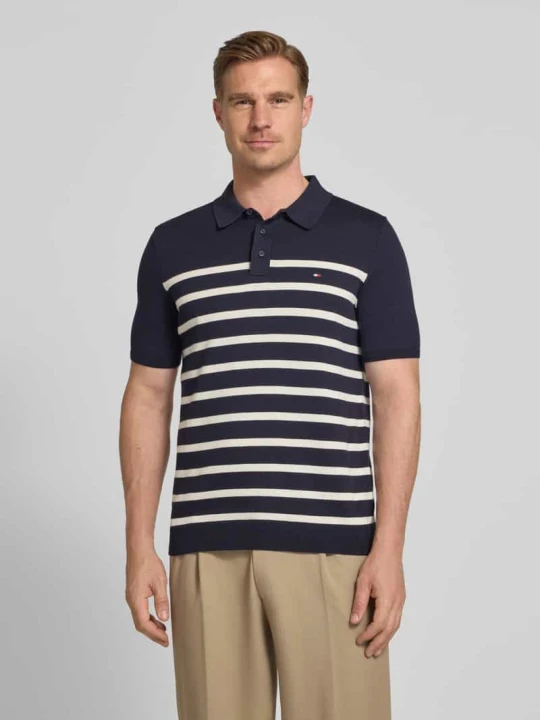 Zdjęcie produktu Koszulka polo z dzianiny o kroju regular fit z czystej bawełny Tommy Hilfiger Granatowy melanż