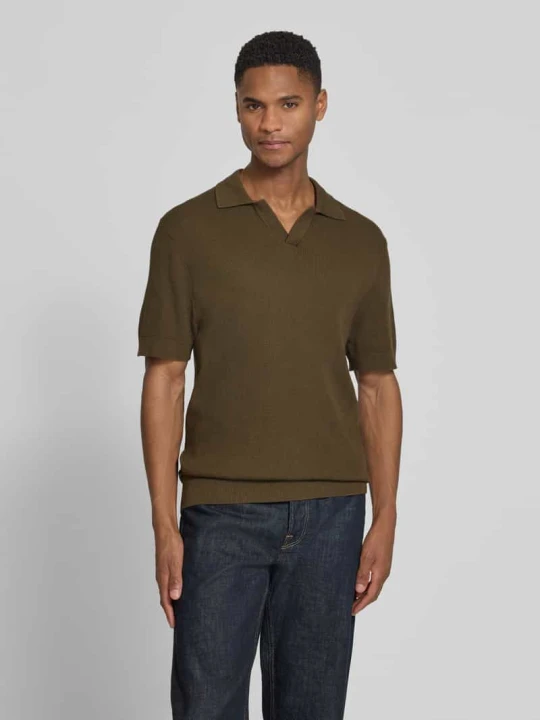 Zdjęcie produktu koszulka polo z dzianiny o kroju regular fit z fakturowanym wzorem model 'MOSVIK' Casual Friday Ciemnobrązowy