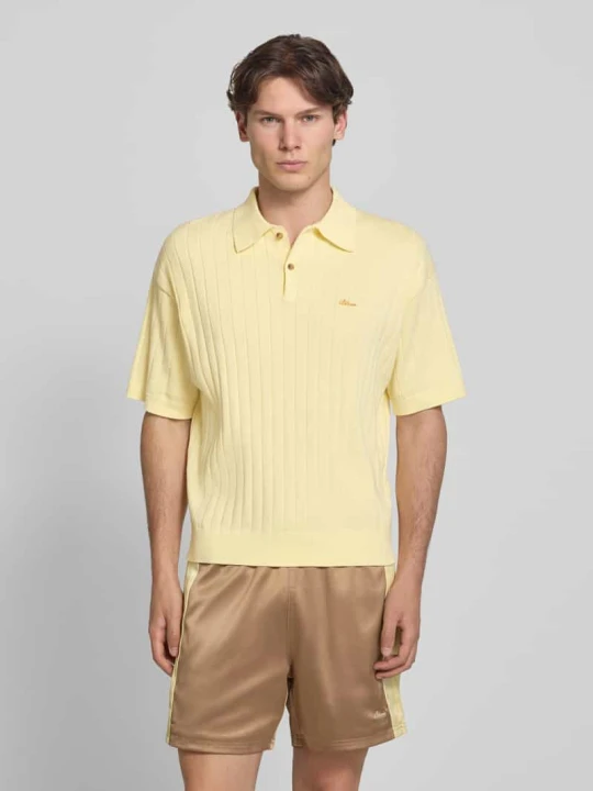 Zdjęcie produktu Koszulka polo z dzianiny o kroju regular fit z wyhaftowanym logo BLKVIS Jasnożółty