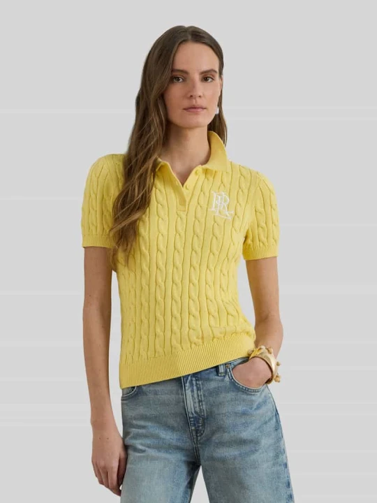 Zdjęcie produktu koszulka polo z dzianiny o kroju regular fit z wyhaftowanym logo Lauren Ralph Lauren Jasnożółty