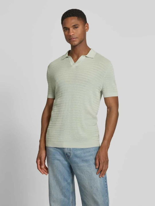 Zdjęcie produktu koszulka polo z dzianiny o kroju slim fit z fakturowanym wzorem model 'BRAIAN' Drykorn Miętowy