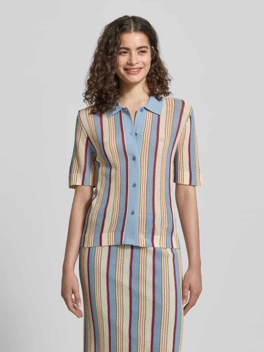 Zdjęcie produktu Koszulka polo z dzianiny o kroju slim fit z pełną listwą guzikową Jake*s Błękitny