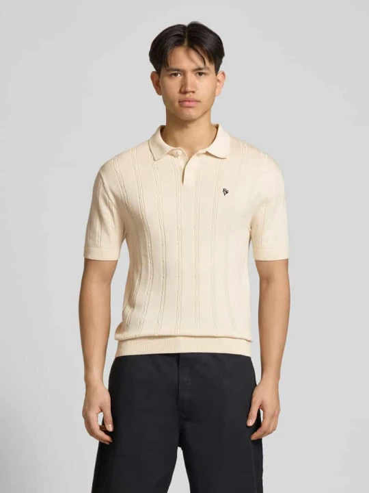 Zdjęcie produktu Koszulka polo z dzianiny o kroju slim fit z wyhaftowanym logo REVIEW Écru