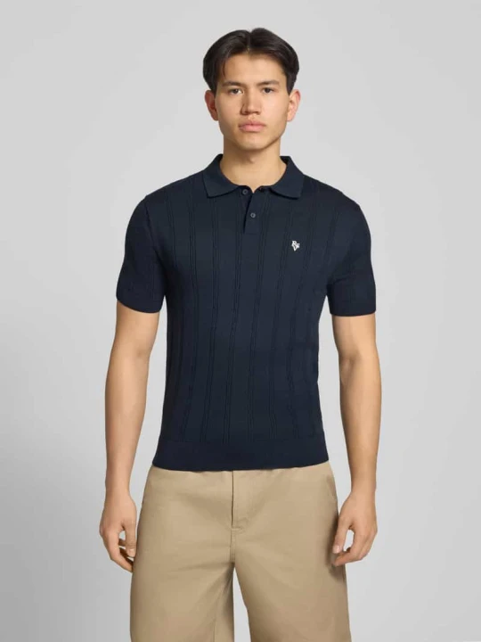 Zdjęcie produktu Koszulka polo z dzianiny o kroju slim fit z wyhaftowanym logo REVIEW Granatowy