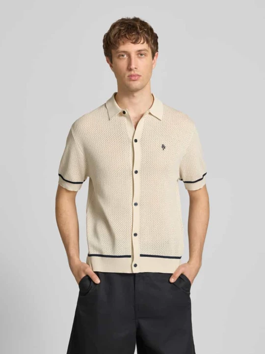 Zdjęcie produktu Koszulka polo z dzianiny o kroju slim fit z wyhaftowanym logo REVIEW Écru