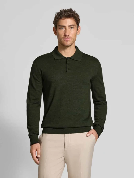 Zdjęcie produktu Polo z dzianiny z czystej wełny CRUNA Khaki