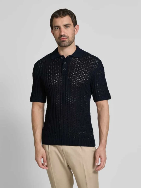 Zdjęcie produktu Koszulka polo z fakturowanym wzorem model ‘JOEL’ Jack&Jones Ciemnoniebieski