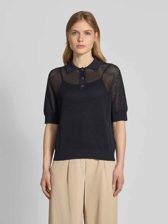 Zdjęcie produktu Koszulka polo z haftem angielskim model 'FLO’ IVY & OAK Granatowy