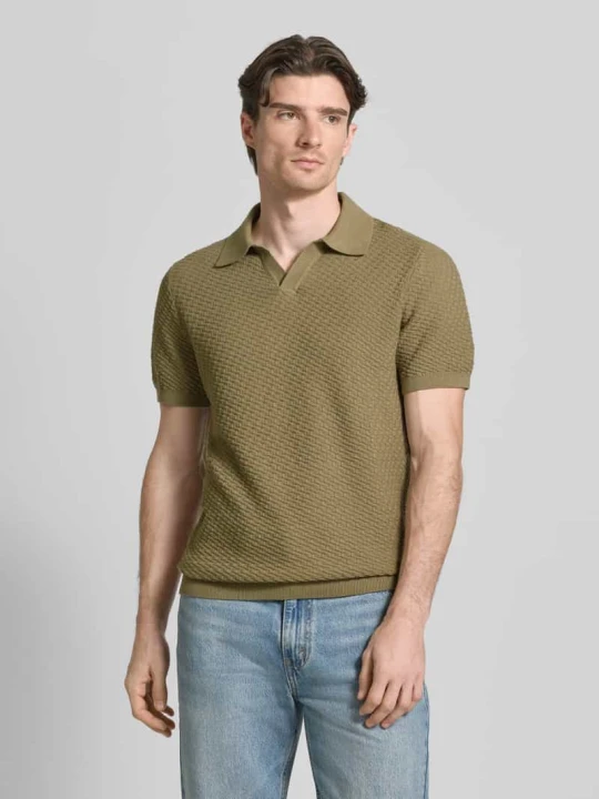 Zdjęcie produktu Koszulka polo z kołnierzykiem polo i dekoltem w serek Jake*s Oliwkowy