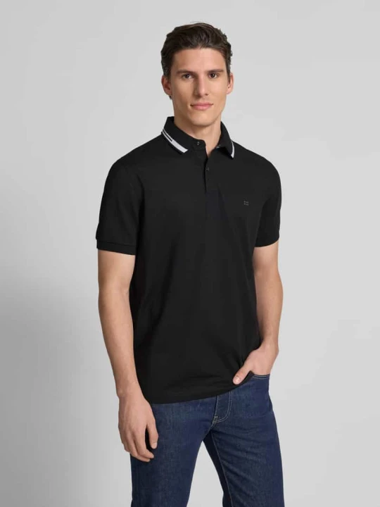 Zdjęcie produktu Koszulka polo z krótką listwą guzikową i nadrukiem z logo Christian Berg Czarny
