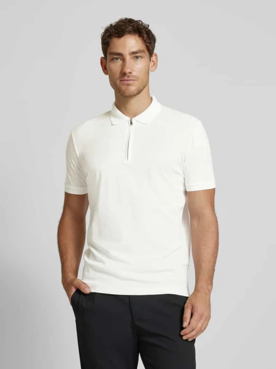 Zdjęcie produktu Koszulka polo z krótkim zamkiem błyskawicznym model ‘FAVE’ Selected Biały