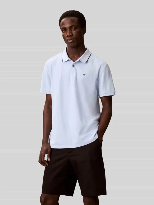 Zdjęcie produktu Koszulka polo z logo w formie haftu z czystej bawełny Calvin Klein Błękitno-niebieski