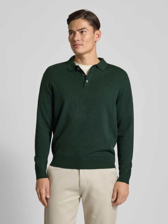 Zdjęcie produktu Koszulka polo z mieszanki wełny merino i kaszmiru z wyhaftowanym logo FYNCH-HATTON Butelkowy zielony