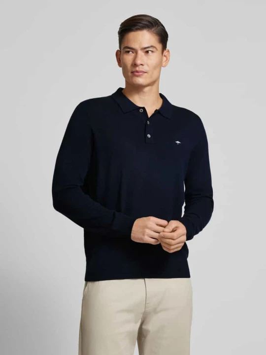 Zdjęcie produktu Koszulka polo z mieszanki wełny merino i kaszmiru z wyhaftowanym logo FYNCH-HATTON Granatowy