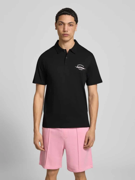 Zdjęcie produktu koszulka polo z nadrukiem z logo model 'BRANDON' Jack&Jones Czarny